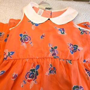 Kiddo by Katie Pink/Peach Floral Printed Dress with Collar - XL
